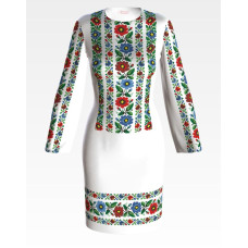 ПЛ097пБнннн Барвиста вишиванка Заготовка для вишивки - Сукня жіноча Буковинська сучасна р.42-54 габардин, білий