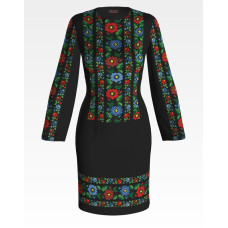 ПЛ097шЧнннн Барвиста вишиванка Заготовка для вишивки - Сукня жіноча Буковинська сучасна р.42-54 шовк, чорний