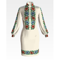 ПЛ098дМнннн Барвиста вишиванка Заготовка для вишивки - Сукня жіноча Буковинська сучасна р.42-54 домоткане полотно, бежевий