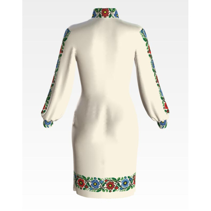 ПЛ098кМнннн Барвиста вишиванка Заготовка для вишивки - Сукня жіноча Буковинська сучасна р.42-54 атлас, бежевий