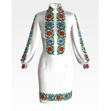 ПЛ098пБнннн Барвиста вишиванка Заготовка для вишивки - Сукня жіноча Буковинська сучасна р.42-54 габардин, білий