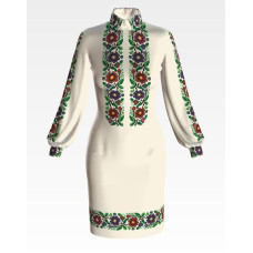 ПЛ099кМнннн Барвиста вишиванка Заготовка для вишивки - Сукня жіноча Буковинська сучасна р.42-54 атлас, бежевий