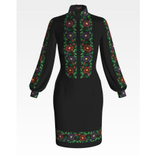 ПЛ099шЧнннн Барвиста вишиванка Заготовка для вишивки - Сукня жіноча Буковинська сучасна р.42-54 шовк, чорний