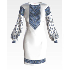 ПЛ101пБнннн Барвиста вишиванка Заготовка для вишивки - Сукня жіноча Небесна блакить р.42-54 габардин, білий