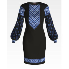 ПЛ101шЧнннн Барвиста вишиванка Заготовка для вишивки - Сукня жіноча Небесна блакить р.42-54 шовк, чорний