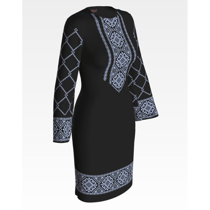 ПЛ105лЧнннн Барвиста вишиванка Заготовка для вишивки - Сукня жіноча Ніжність р.42-54 льон, чорний