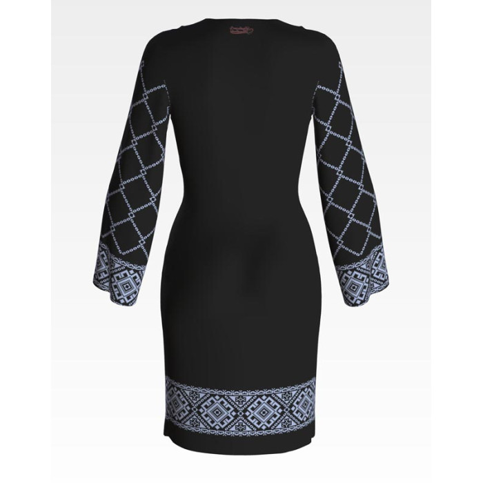 ПЛ105лЧнннн Барвиста вишиванка Заготовка для вишивки - Сукня жіноча Ніжність р.42-54 льон, чорний