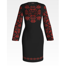 ПЛ108шЧнннн Барвиста вишиванка Заготовка для вишивки - Сукня жіноча Дерево життя р.42-54 шовк, чорний