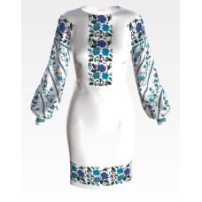 ПЛ111пБнннн Барвиста вишиванка Заготовка для вишивки - Сукня жіноча Лазурова р.42-54 габардин, білий