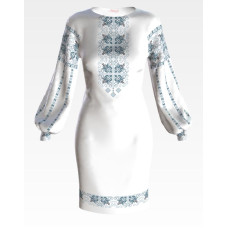 ПЛ116пБнннн Барвиста вишиванка Заготовка для вишивки - Сукня жіноча Ніжний орнамент р.42-54 габардин, білий