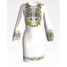ПЛ117пБнннн Барвиста вишиванка Заготовка для вишивки - Сукня жіноча Колоритні братки р.42-54 габардин, білий