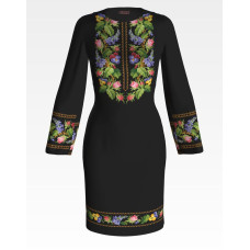 ПЛ117шЧнннн Барвиста вишиванка Заготовка для вишивки - Сукня жіноча Колоритні братки р.42-54 шовк, чорний