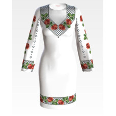 ПЛ119пБнннн Барвиста вишиванка Заготовка для вишивки - Сукня жіноча Трояндове мереживо р.42-54 габардин, білий