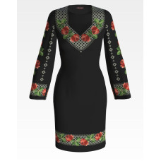 ПЛ119шЧнннн Барвиста вишиванка Заготовка для вишивки - Сукня жіноча Трояндове мереживо р.42-54 шовк, чорний