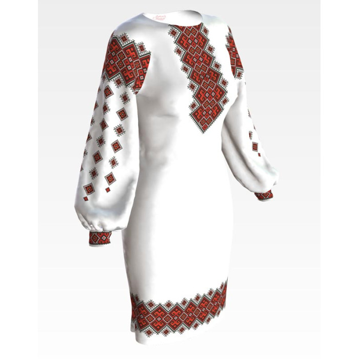 ПЛ120пБнннн Барвиста вишиванка Заготовка для вишивки - Сукня жіноча Берегиня р.42-54 габардин, білий