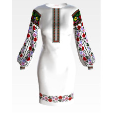 ПЛ121пБнннн Барвиста вишиванка Заготовка для вишивки - Сукня жіноча Калина р.42-54 габардин, білий