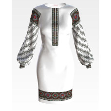 ПЛ122пБнннн Барвиста вишиванка Заготовка для вишивки - Сукня жіноча Борщівська р.42-54 габардин, білий