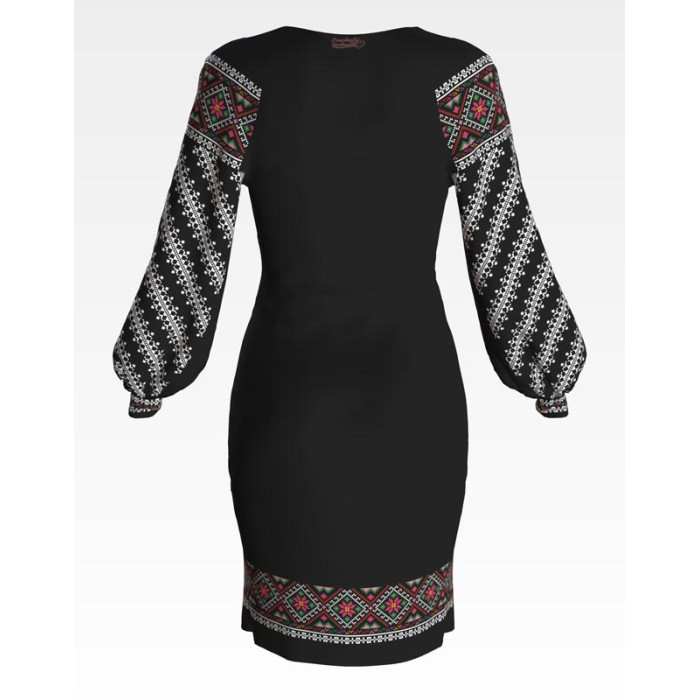 ПЛ122шЧнннн Барвиста вишиванка Заготовка для вишивки - Сукня жіноча Борщівська р.42-54 шовк, чорний