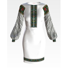 ПЛ123пБнннн Барвиста вишиванка Заготовка для вишивки - Сукня жіноча Борщівська р.42-54 габардин, білий