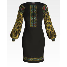 ПЛ123шЧнннн Барвиста вишиванка Заготовка для вишивки - Сукня жіноча Борщівська р.42-54 шовк, чорний