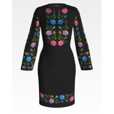 ПЛ124шЧнннн Барвиста вишиванка Заготовка для вишивки - Сукня жіноча Одеська троянда р.42-54 шовк, чорний