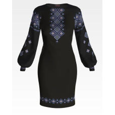 ПЛ125шЧнннн Барвиста вишиванка Заготовка для вишивки - Сукня жіноча Загадкова р.42-54 шовк, чорний