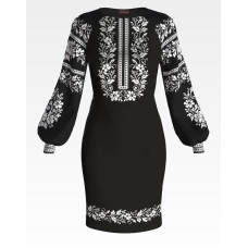 ПЛ126шЧнннн Барвиста вишиванка Заготовка для вишивки - Сукня жіноча Сокальська квітка р.42-54 шовк, чорний