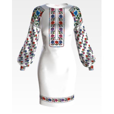 ПЛ127пБнннн Барвиста вишиванка Заготовка для вишивки - Сукня жіноча Борщівська р.42-54 габардин, білий