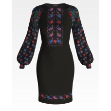 ПЛ127шЧнннн Барвиста вишиванка Заготовка для вишивки - Сукня жіноча Борщівська р.42-54 шовк, чорний