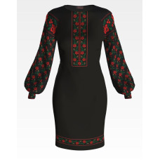 ПЛ128шЧнннн Барвиста вишиванка Заготовка для вишивки - Сукня жіноча Борщівська р.42-54 шовк, чорний
