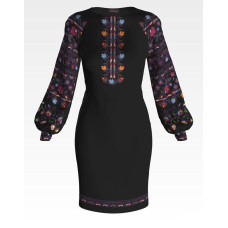 ПЛ133кЧнннн Барвиста вишиванка Заготовка для вишивки - Сукня жіноча Сокальська весільна р.42-54 атлас, чорний