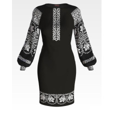 ПЛ134шЧнннн Барвиста вишиванка Заготовка для вишивки - Сукня жіноча Сокальська старовинна р.42-54 шовк, чорний