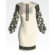 ПЛ135дМнннн Барвиста вишиванка Заготовка для вишивки - Сукня жіноча Борщівський край р.42-54 домоткане полотно, бежевий