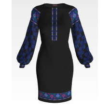 ПЛ135кЧнннн Барвиста вишиванка Заготовка для вишивки - Сукня жіноча Борщівський край р.42-54 атлас, чорний