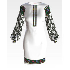 ПЛ135пБнннн Барвиста вишиванка Заготовка для вишивки - Сукня жіноча Борщівський край р.42-54 габардин, білий