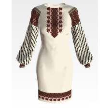 ПЛ136дМнннн Барвиста вишиванка Заготовка для вишивки - Сукня жіноча Мамине благословення р.42-54 домоткане полотно, бежевий