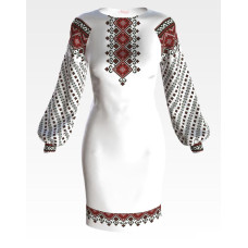 ПЛ137кБнннн Барвиста вишиванка Заготовка для вишивки - Сукня жіноча На долю р.42-54 атлас, білий