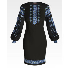 ПЛ141кЧнннн Барвиста вишиванка Заготовка для вишивки - Сукня жіноча Елегантність р.42-54 атлас, чорний