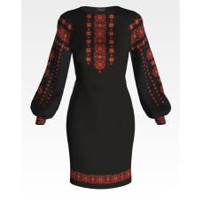 ПЛ142кЧнннн Барвиста вишиванка Заготовка для вишивки - Сукня жіноча Елегантність р.42-54 атлас, чорний