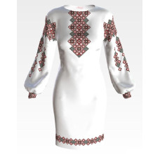 ПЛ143дБнннн Барвиста вишиванка Заготовка для вишивки - Сукня жіноча Зоряна ніч р.42-54 домоткане полотно, білий