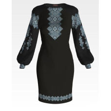 ПЛ144лЧнннн Барвиста вишиванка Заготовка для вишивки - Сукня жіноча Зоряна ніч р.42-54 льон, чорний