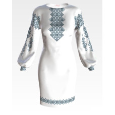 ПЛ144пБнннн Барвиста вишиванка Заготовка для вишивки - Сукня жіноча Зоряна ніч р.42-54 габардин, білий