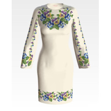 ПЛ146кМнннн Барвиста вишиванка Заготовка для вишивки - Сукня жіноча Елегантні братки р.42-54 атлас, бежевий