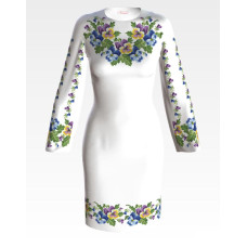 ПЛ146лБнннн Барвиста вишиванка Заготовка для вишивки - Сукня жіноча Елегантні братки р.42-54 льон, білий