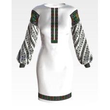 ПЛ149пБнннн Барвиста вишиванка Заготовка для вишивки - Сукня жіноча Борщівська старовинна р.42-54 габардин, білий