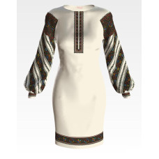 ПЛ150лМнннн Барвиста вишиванка Заготовка для вишивки - Сукня жіноча Борщівська вишуканість р.42-54 льон, бежевий