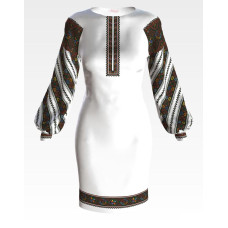 ПЛ150пБнннн Барвиста вишиванка Заготовка для вишивки - Сукня жіноча Борщівська вишуканість р.42-54 габардин, білий