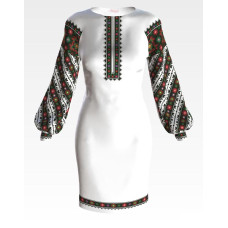 ПЛ151кБнннн Барвиста вишиванка Заготовка для вишивки - Сукня жіноча Борщівська традиція р.42-54 атлас, білий