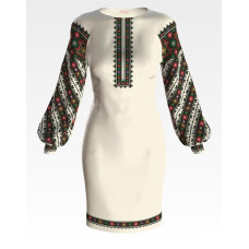 ПЛ151кМнннн Барвиста вишиванка Заготовка для вишивки - Сукня жіноча Борщівська традиція р.42-54 атлас, бежевий