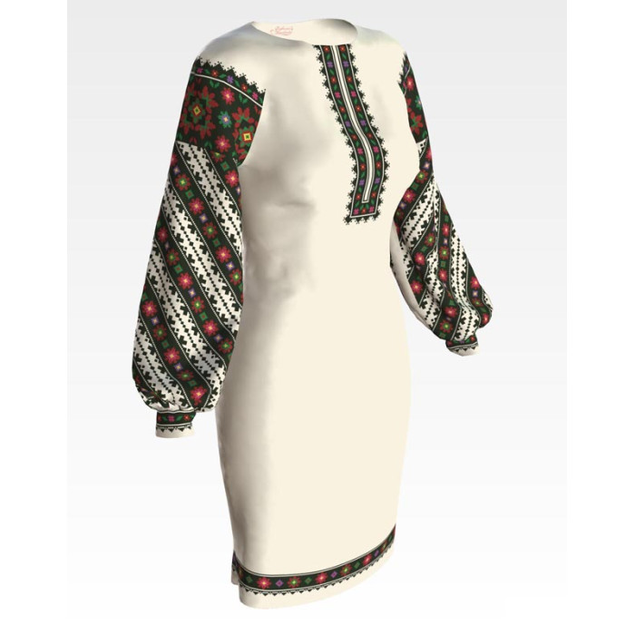 ПЛ151кМнннн Барвиста вишиванка Заготовка для вишивки - Сукня жіноча Борщівська традиція р.42-54 атлас, бежевий